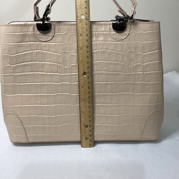 Divina Firenze Croc Embossed Beige Handbag - Picture 12 of 15